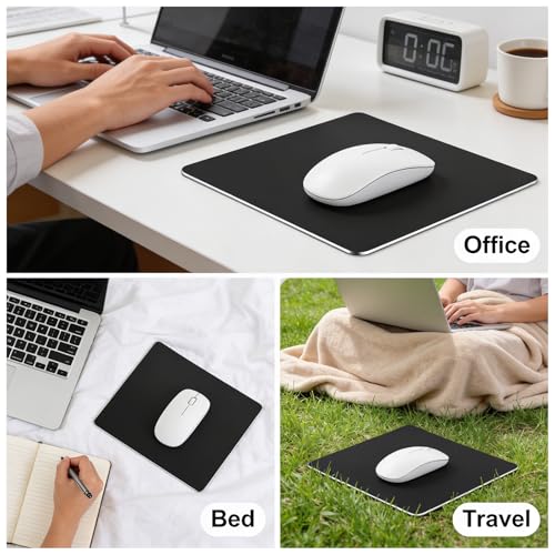 Hard Metal Mouse Pad for Desk, Aluminum Mouse Pad with Stable Rubber Base, Firm Mousepad Gaming Mousepad No Smell Waterproof Fast and Accurate Mouses Control for Travel and Home Office (Black)
