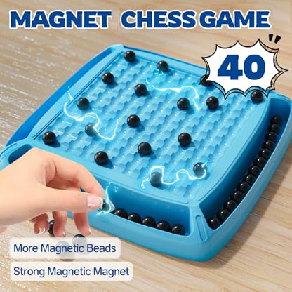 Magnet Game, Magnetic Games Chess, Board Games for Kids 6-8-12, Magnet Chess Kid Games, Family Board Games for Kid and Adults, Magnetic Game with 40 Pieces, Fun Birthday Gifts for Kids (Blue) - color: Blue