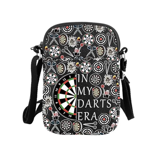 MNIGIU Funny Dart Gift For Dart Player In My Darts Era Crossbody Bag Dartboard Paint Shoulder Bag Dart Game Queen Gift - color: In My Darts Era Black