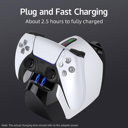 Dualsense Charging Station for Ps5 Controller,Ps5 Controller Charger Holder Stand with Overcharge Protect,Led Indicator,2.5h Fast Charging Docking for PlayStation 5 Controllers (Black) - color: Black