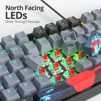 75% Mechanical Gaming Keyboard with Red Switch, RGB LED Backlit Keyboard Black, 87 Keys Compact TKL Wired Computer Keyboard for Windows Laptop PC Gamer (87 Dark) - color: 87 Dark/Red Switch