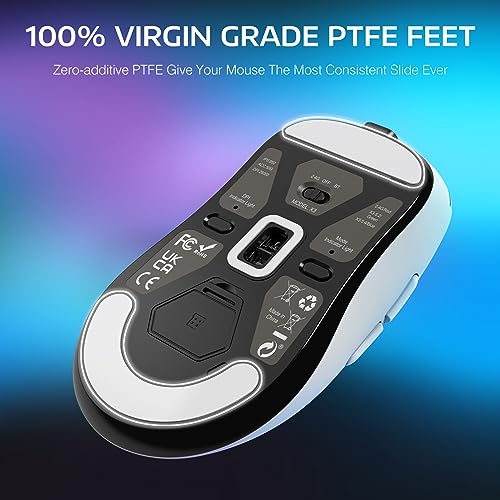 ATTACK SHARK X3 Wireless Gaming Mouse, 49g Ergonomic Computer Mouse, Triple Modes PAW3395 26K DPI Optical Sensor, 200h Battery Life, Programmable Buttons, Gaming Accessories for PC/Laptop/Mac (White) - color: White