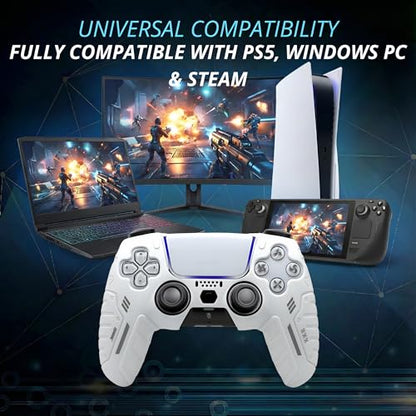 NexGami Wireless Controller Compatible with PS5, Bluetooth 5.0 Gamepad with 3D Hall Effect Joysticks, Dual Vibration, 6-Axis Motion Control, USB C Charging, Ergonomic Design for Gamers, Works with PS5 and Windows PC