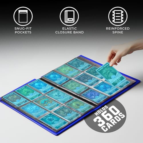 CardGuard Trading Card Binder Pro-Folio – 9 Pocket Binder - Side-Loading Album, Durable & Acid-Free Storage for Pokémon, YuGiOh, MTG, TCG, Game & Sports Cards, Blue - color: Blue