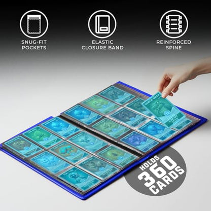 CardGuard Trading Card Binder Pro-Folio – 9 Pocket Binder - Side-Loading Album, Durable & Acid-Free Storage for Pokémon, YuGiOh, MTG, TCG, Game & Sports Cards, Blue - color: Blue