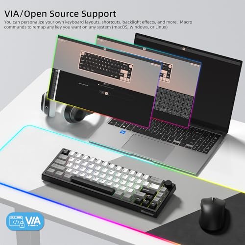 Womier Wireless 60% Gaming Keyboard with CNC Knob Mechanical Keyboard | QMK/VIA Creamy Mechanical Keyboard,Tri-Mode Thocky Custom Black White Key Board,Hot Swap Gasket Mount RGB for Win/Mac-Q61 V2 - color: Black/Grey