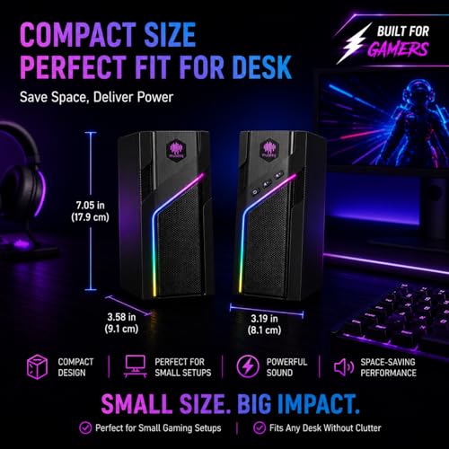 W-206RE RGB Gaming Speakers for PC, Bluetooth & USB Computer Speakers for Desktop PC, Touch Control Stereo Speakers for Monitor & Laptop with 21 LED Light Modes