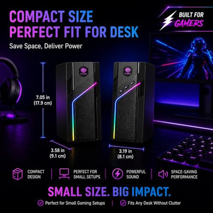 W-206RE RGB Gaming Speakers for PC, Bluetooth & USB Computer Speakers for Desktop PC, Touch Control Stereo Speakers for Monitor & Laptop with 21 LED Light Modes