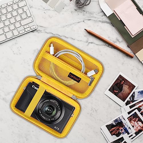 Canboc Carrying Case for Canon PowerShot G7 X Mark III/ G7X Mark II/ G7X Digital Camera, Point and Shoot Vlogging Camera Bag, Zipper Mesh Pocket fits USB Cable, Batteries, Yellow - color: Yellow