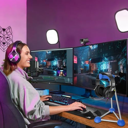 Headphone Stand, Desktop Headset Holder, Desk Earphone Stand, Gaming Headsets, for SteelSeries/Logitech/HyperX/Sony/Beats/Sennheiser/Anker/Xbox, and All Headphones.(Blue) - color: blue