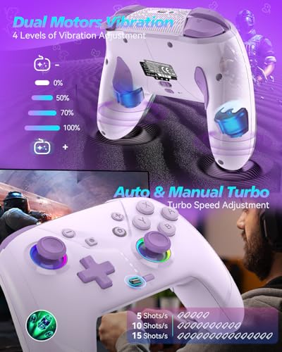 GMBACK Wireless Switch 2 Pro Controller with Home Wake Up & Loop Macro | Bluetooth Gaming Controller for Nintendo Switch 2/1/Lite/OLED with HD Rumble, 6-Axis Gyro, Turbo, 800mAh, Purple - color: Purple