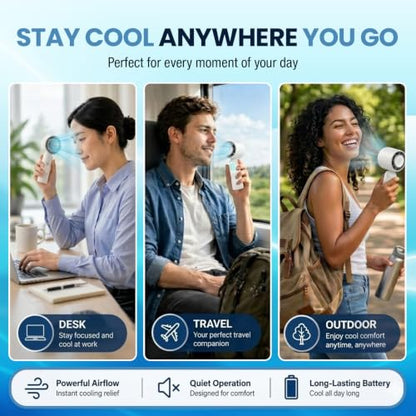 Arctic Air Cool Touch - Portable Handheld Fan, Mini USB Rechargeable, Personal Hand Fan for Cooling, Compact & Lightweight, 4-Speed Adjustable, Battery-Powered, Quiet & Perfect for Travel & Outdoor