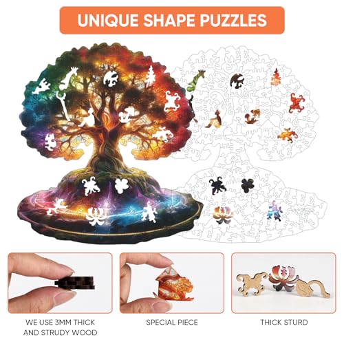 MEATRN Tree of Life 500 Pieces Wooden Puzzles - Plants Wood Jigsaw Puzzle for Adults, Symbol of Growth & Eternity, Collectible Spiritual Gift & Educational Puzzle, 15.3x16.6 in - color: Tree of Life, size: Large