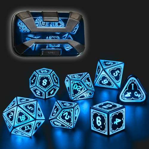 FONVGOGO DND Dice Set, Dungeons and Dragons Light Up Rechargeable LED Dice | D and D Glow in the Dark Dice with Charging Box for RPG Tabletop Games, DND Gifts for Ttrpg, Astral Shard Blue - color: Astral Shard Blue