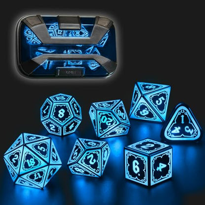 FONVGOGO DND Dice Set, Dungeons and Dragons Light Up Rechargeable LED Dice | D and D Glow in the Dark Dice with Charging Box for RPG Tabletop Games, DND Gifts for Ttrpg, Astral Shard Blue - color: Astral Shard Blue