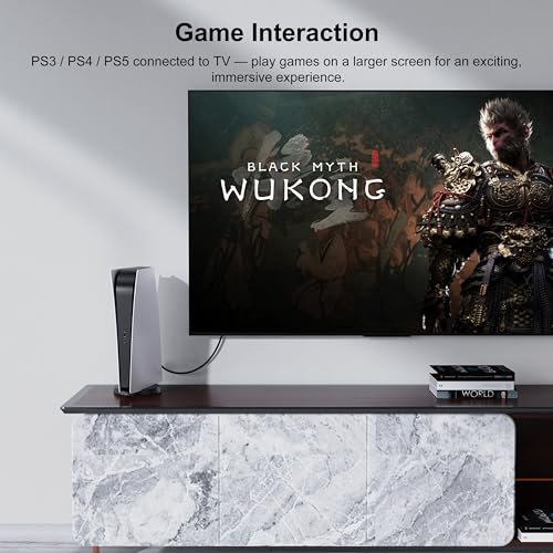 8K HDMI 2.1 Cables 20 FT, 5-Pack, High Speed HDMI ARC/eARC Cable 48Gbps, 8K@60Hz, 4K@144Hz, 1080P@240Hz-HDCP 2.2,3D/HDR for Soundbar, PS5/4, Xbox, Roku, Cinema, TV, Computer, Monitor - size: 20 FT