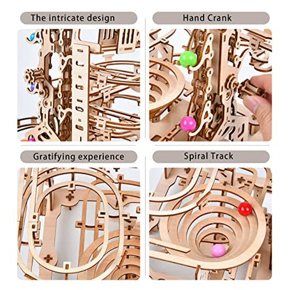 3D Wooden Puzzles Marble Run Chain Kit, Wood Creative Mechanical Puzzles Assembly Model Building Kits to Build for Adults & Kids, DIY Wooden Puzzle Hobbies Toys for Adults &Teens Gifts - size: 335Pcs