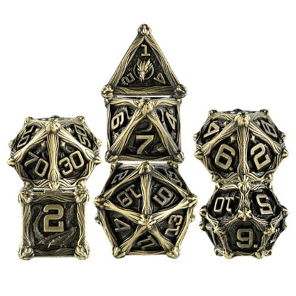 Surpass DND dice Set Metal dice 7-Piece Set Role Playing Polyhedral Dice Dungeons and Dragons Gifts (Ancient Turquoise) - color: Ancient Turquoise