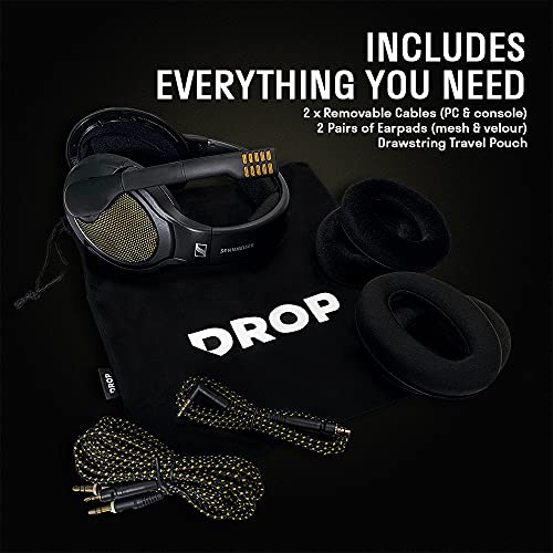 DROP + Sennheiser PC38X Gaming Headset — Noise-Cancelling Microphone with Over-Ear Open-Back Design, Velour Earpads, Compatible with PC, Gaming Consoles, and Mobile Devices, Black (Renewed)