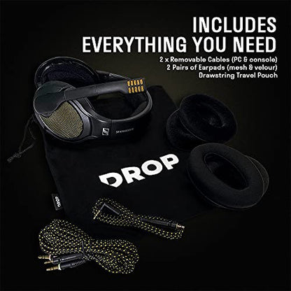 Drop + Sennheiser PC38X Gaming Headset — Noise-Cancelling Microphone with Over-Ear Open-Back Design, Velour Earpads, Compatible with PC, PS4, PS5, Switch, Xbox, Mac, Mobile, and More