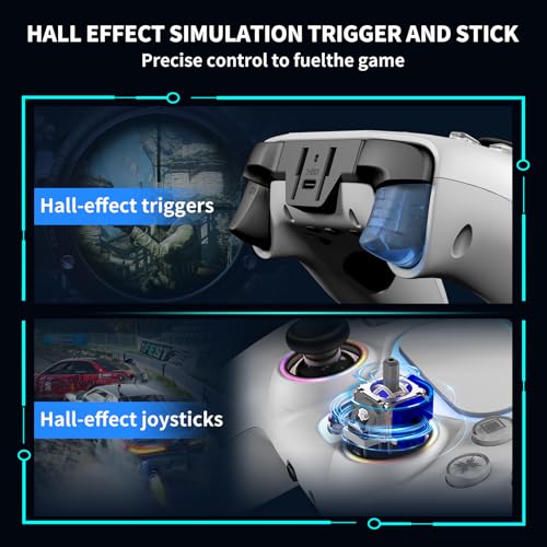 NBCP W1 Wireless Controller for PS5,Compatible with PlayStation 5/PS5 Pro/Slim/PC,with Hall Effect Joysticks, Back Paddles & Macro,Bluetooth,Turbo,Dual Vibration,6-Axis Gyro,RGB Ring,1000mAh,3.5mm Audio Jack,PS5 Pro Controller Gamepad with Speaker(White)