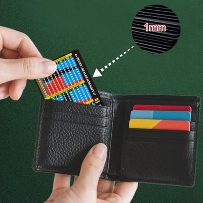 Casino Game Reference Cards, Blackjack and Poker Styles | Pocket-size PVC reference cards with protective sleeve options for blackjack strategy or Texas Hold'em hand rankings - style: Blackjack strategy