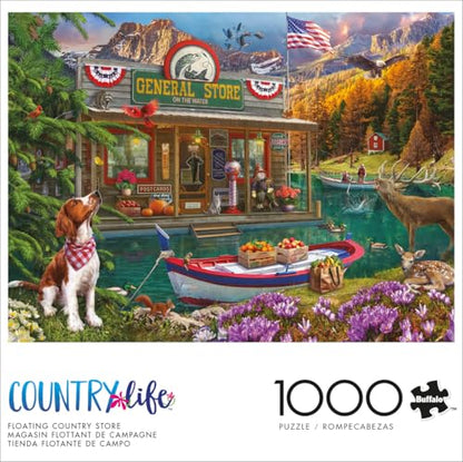 Buffalo Games Lena Country Life Floating Country Store 1000 Piece Jigsaw Puzzle - 26.75 x 19.75 in - Jigsaw Puzzles for Adults - Includes Full Color Poster - Focus & Relaxation