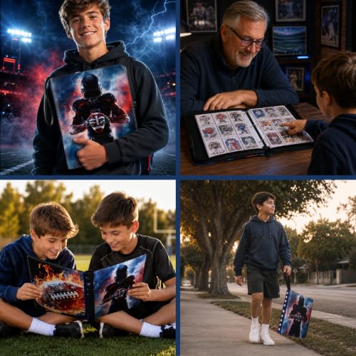 Football Card Binder 1080 Pockets, Ultimate Trading Card Ablums with 60 Page Removable Sleeves to Organize and Protect Your Sports Cards Like a Pro - color: Football A