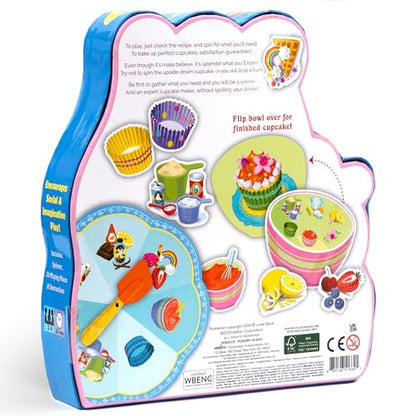 eeBoo: Cupcake Shaped Spinner Game - Animal & Baking Themed Game for Kids, Spin to Collect Ingredients, Preschool, Ages 3+, 2-4 Players - style: Cupcake