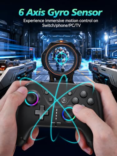aghi Switch 2 Pro Controller with Hall Effect Joysticks and One Key Wake Up | Wireless Game Controller for Switch 2/Switch/Lite/OLED, with Turbo, Dual Vibrations, Loop Macro, 6-Axis Gyro, 800mAh, Black - color: Black