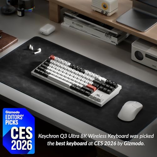 Keychron Q3 Ultra Wireless Mechanical Keyboard 8KHz Polling Rate, TKL 2.4G/Bluetooth 5.3/Wired Up to 660 Hours Long Battery Life, Hot-Swappable Aluminum RGB Gaming ZMK for Mac/Windows/Linux-White