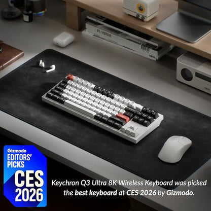 Keychron Q3 Ultra Wireless Mechanical Keyboard 8KHz Polling Rate, TKL 2.4G/Bluetooth 5.3/Wired Up to 660 Hours Long Battery Life, Hot-Swappable Aluminum RGB Gaming ZMK for Mac/Windows/Linux-White