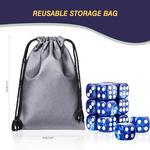 24 of Pack 16MM 6 Sided Dice Set,Pearl Pattern D6 Game Dice Set, 6 Sided Standard Dices for Yahtzee, Bunco or Teaching Math,with Portable Dice Pouch(Blue Pearl) - color: 16mm Blue Pearl