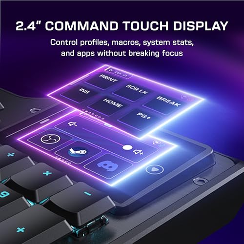 Turtle Beach Command Series KB5 Full-Sized Mechanical PC Gaming Keyboard | Touchscreen Command Display, Low-Profile Mechanical Switches, Double Shot PBT Keycaps, True 8K Polling, Per Key RGB, Black - style: KB5 Keyboard