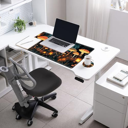 Large Mouse Pad Gaming Desk Pad Mushroom Mousepad for Wireless Mouse XXL 31.5''X15.75'' Big Desk Mats Extended Mouse Mat of Girl Desktop Computer with Coaster - color: Mushroom, size: 31.5''x15.75''