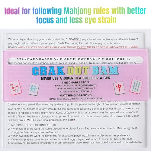 Mahjong Line Finder, 4 Pack Bright Mahjong Rules Helper Reader Beginner-Friendly Mahjong Accessories (Blue/Green/Pink/Yellow) - color: Blue/Green/Pink/Yellow