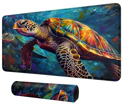 Colorful Sea Turtles for MTG & TCG Playmat Mouse Pad,BFDHGQZC 24" x 14" Game Mat for MTG/RPG/CCG Trading Card Game Playmats Table Mat Perfect for Card Games Video Games Computer Office - color: Colorful Sea Turtles