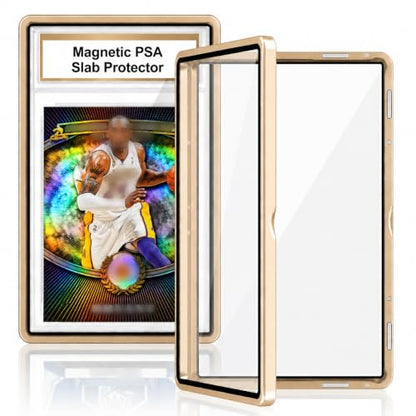 PSA Slab Case with 9-Point Secure Lock, Aluminum Alloy Graded Card Case, Magnetic UV Protection Slab Protector Fits 35PT PSA, CGC, CSG Cards, Professional Display Frame for Sports Cards (gold) - color: Gold