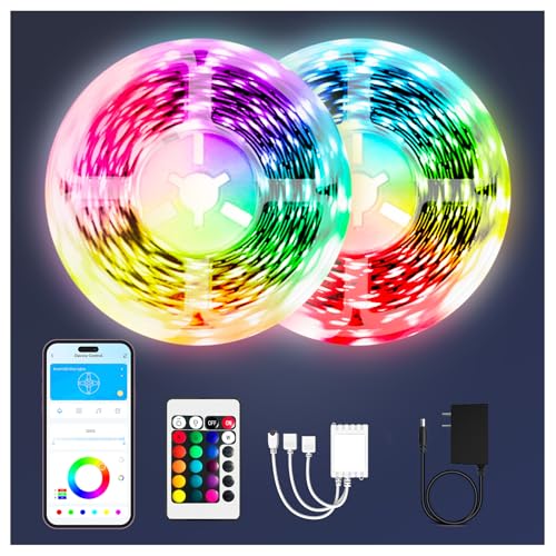 dalattin Bluetooth Led Lights for Bedroom 100ft,Smart Led Strip Lights with App Control Remote Control, RGB LED Light Strips,Music Sync Color Changing Room Decoration Party, (2 Rolls of 50ft) - size: 100FT