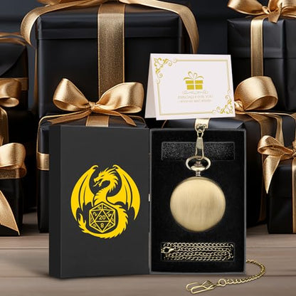 Mini DND Dice Set with Smooth Pocket Watch Shell Case, 7pcs Polyhedral Metal D&D Dice Set, D&D Gifts with Gift Box, Role Playing Board Games DND Accessories - color: Bronze
