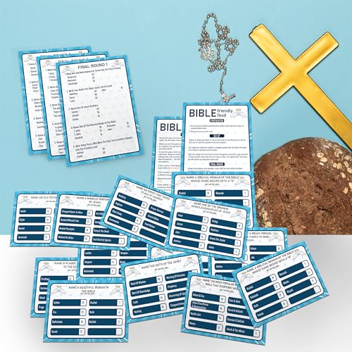 UHADRE Bible Feud Game, Bible Family Feud Cards, Christian Party Game, Christian Family Activity Games, Bible Themed Trivia Quiz, Christian Party Supplies -BFF01