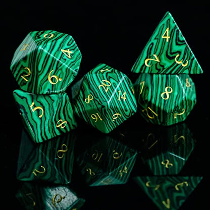 UDIXI Malachite Stone Dice Set D&D Gemstone DND Dice Set for Tabletop Games | Natural Stone, Premium Gift Box, DM Gift, for Dungeons and Dragons Role Playing Games - color: Malachite