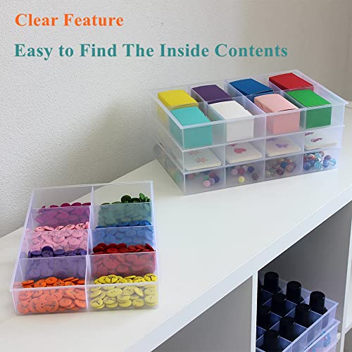 2 Pack Fixed 8 Grids Clear Plastic Organizer Sorting Tray and Transparent Storage Divider Box Container Case for Hardware, Craft, Sewing Kit, Office Supplies, Small Parts - size: Fixed 8 Grids