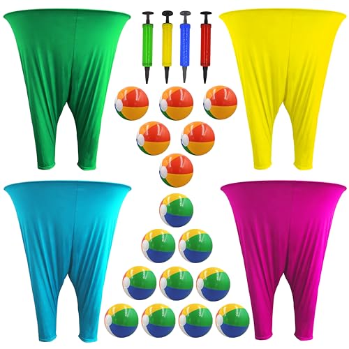 Granny Pants Yard Game Set,Outdoor Party Game Granny Pants Outdoor Game with Bouncy Balls and Air Pump Fun Family Reunion Backyard Games for Groups - color: 4 Color: Green Lake Blue Yellow Rose, size: Large