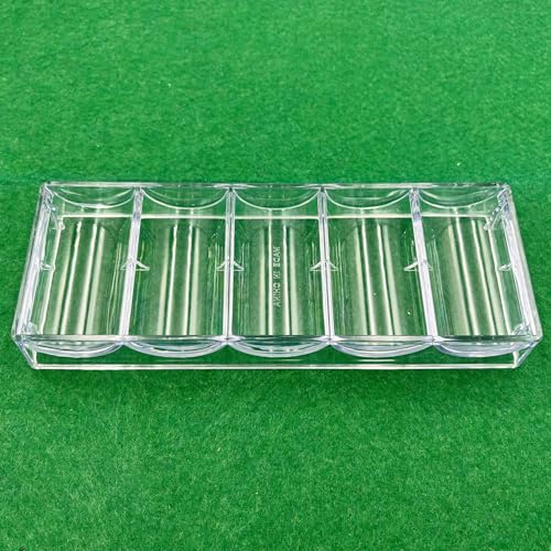 SEETOOOGAMES Poker Chip Tray Rack - Clear Acrylic Casino Chip Holder - Chips Storage Display Case for Texas Hold'em, Blackjack, Gambling, Poker Clubs, Parties or Home Casino Nights - 10 Pack - style: 10pieces-no lid
