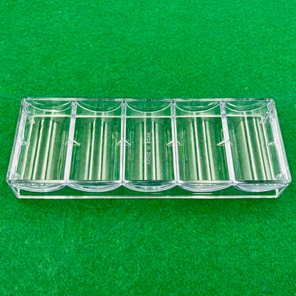 SEETOOOGAMES Poker Chip Tray Rack - Clear Acrylic Casino Chip Holder - Chips Storage Display Case for Texas Hold'em, Blackjack, Gambling, Poker Clubs, Parties or Home Casino Nights - 10 Pack - style: 10pieces-no lid