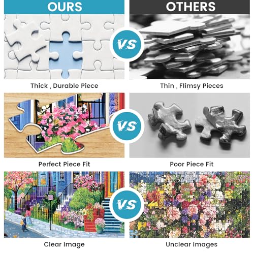500 Pieces Puzzles for Adults, Spring Puzzle for Adults Elderly, Colorful Street Jigsaw Puzzle, Recycled Paper Puzzle 500 Pieces, Family Activity Game Nights Gifts 20.5x15 in - style: Modern