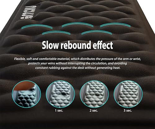 Memory Foam Wrist Rest Set – Ergonomic Keyboard & Mouse Pad Support with Non‑Slip Rubber Base, Hexagonal Design, Waterproof Surface & Travel Bag – Black (2‑Piece Set)