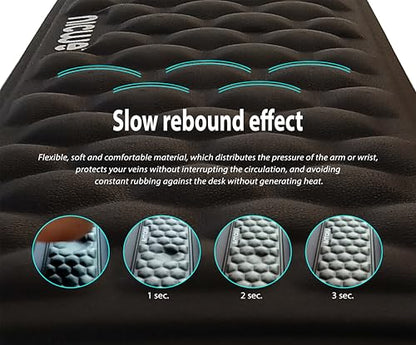 Memory Foam Wrist Rest Set – Ergonomic Keyboard & Mouse Pad Support with Non‑Slip Rubber Base, Hexagonal Design, Waterproof Surface & Travel Bag – Black (2‑Piece Set)