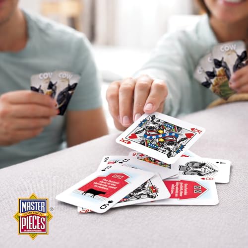 Masterpieces Cow Playing Cards Deck - Animal Themed Standard 54 Card Deck, Unique Cow Face Cards & Jokers, Retro Style, for Families & Adults - style: Cow